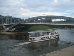 Passenger river ship in Vilnius near Mindaugas' Bridge