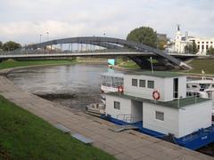 Pleasure craft on Neris River in Vilnius, Lithuania