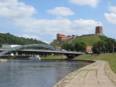 View of Upper Castle in Vilnius from Neris river walk