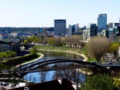 View of Vilnius cityscape with historic buildings and river