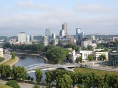 View of modern Vilnius with river Neris from Gediminas Hill