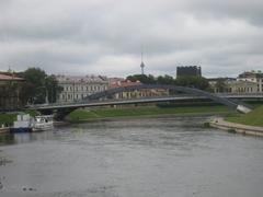 Vilnius river view with buildings in the background