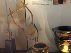 ancient guitar displayed in a museum