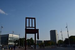 Broken Chair sculpture by Daniel Berset in Geneva's Place des Nations