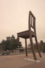 Broken chair sculpture in Geneva