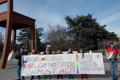 Geneva protest in front of United Nations building February 16 2009