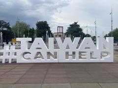 #TaiwanCanHelp installation art at Palace of Nations in Geneva