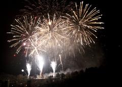 Prague New Year 2014 fireworks from the bank of Vltava river