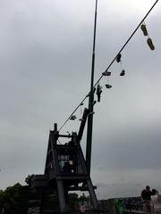 Prague Metronome with hanging shoes in Prague