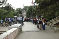 Queue of people at the former Stalin memorial in Prague, CZ