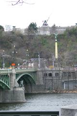 Prague Čechův Bridge with Letná Metronome in the background