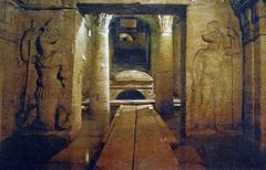 Entrance to a burial chamber flanked by Egyptian gods