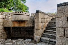 Giant grinding stone in Hampi, Karnataka