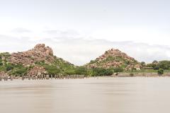 Ancient bridge of Hampi behind Vittala Temple