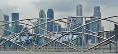 Helix Bridge at night in Singapore