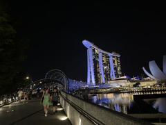 Helix Bridge at night in Singapore