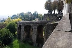 Bergamo city walls overlooking the lower city