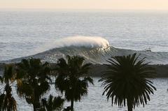 Heavy surf at Corona del Mar, Newport Beach, California