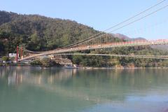 Lakshman Jhula suspension bridge over the Ganges in Rishikesh