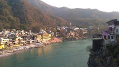 Ganga ghats and Laxman Jhula in Rishikesh