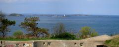 Panorama of the Brewster Islands from Fort Revere Park