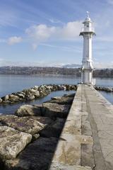 a panoramic view of Genève with a clear sky