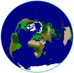 Partial World map under azimuthal equidistant projection centered in Warsaw