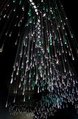 close-up view of colorful string lights in the dark