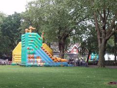 Bouncy castle with animal decoration at London Zoo