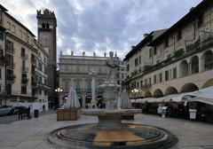 Madonna di Verona with Palazzo Maffei and Torre del Gardello in Verona's Piazza delle Erbe