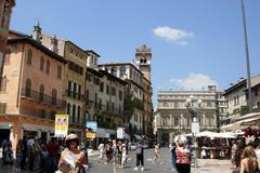 Bustling outdoor market in August