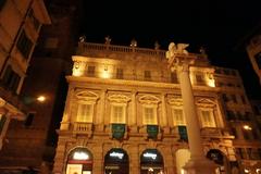 Piazza delle Erbe with Palazzo Maffei and Colonna di San Marco at night