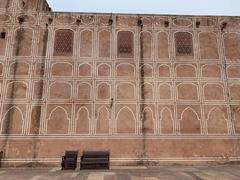 Sarvato Bhadra Chawk with detailed wall and jali at City Palace, Jaipur