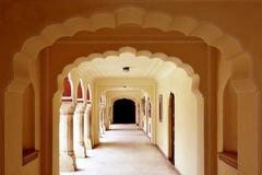 arched corridor in the City Palace, Jaipur