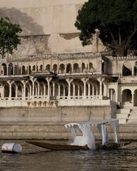 Tibetan style skiff on Lake Pichola