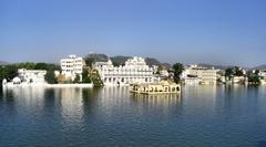 Mohan Temple viewed from a hotel room overlooking Lake Pichola in Udaipur, India.