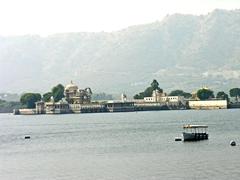 Jagmandir Palace from north east on Lake Pichola in Udaipur, India