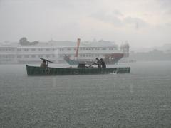 Monsoon rains on Pichola Lake in Udaipur