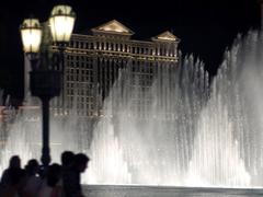 Caesars Palace fountains in Las Vegas at night