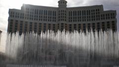 Bellagio Hotel and Casino at night with illuminated fountains