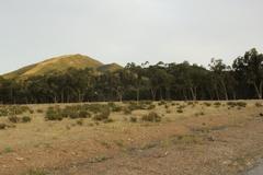 A panoramic view of Boukornine National Park with lush green hills and clear blue sky