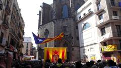 Homage to Lluís Maria Xirinacs, Catalan pacifist, at Fossar de les Moreres in Barcelona