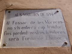 Placa at Fossar de les Moreres in Barcelona, Catalunya