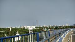 Kolkata skyline over the Maidan with prominent landmarks