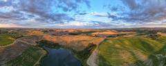 sunset panorama of Isola d'Arbia from above