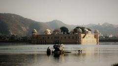 historical monument on a lake in India