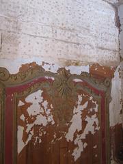 Deteriorating interior walls of Prag Mahal