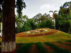 Floral clock with hour, minute, and seconds hands on a 20 ft diameter dial