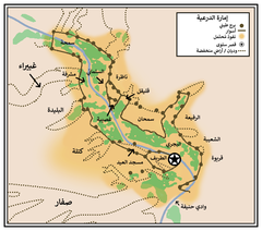 historical map of Diriyah and traditional boundaries of the emirate