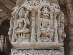 Intricate carving at Huthee Singh Temple pillar in Ahmedabad